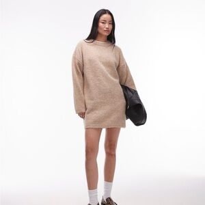 Topshop knit fluffy crew oversized dress in oat Size 4 NWOT $75